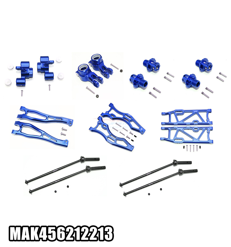 1/8 ARRMA KRATON/OUTCAST ALUMINUM F UPPER+LOWER ARMS, R LOWER ARMS, F+R KNUCKLE ARMS, CVD, 13MM HEX SET - MAK456212213